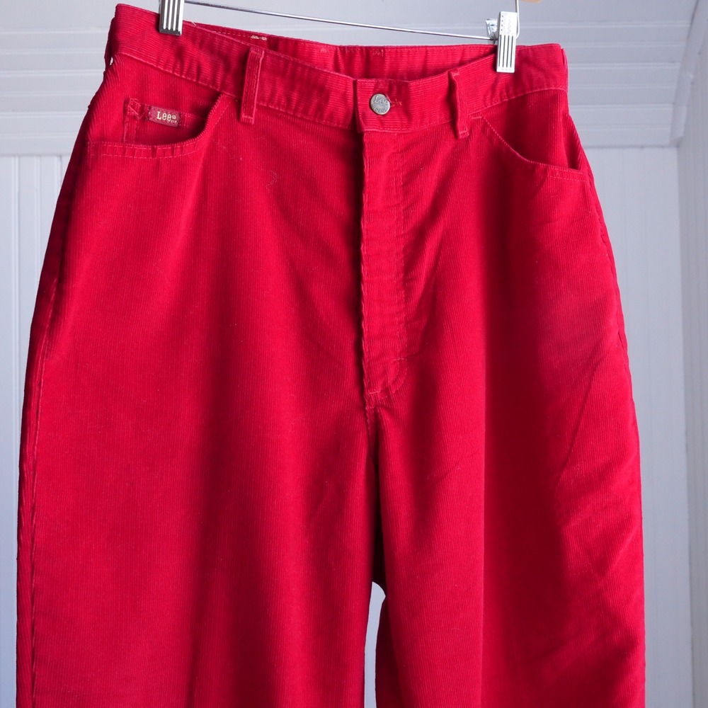 Vintage 80s union made Lee red corduroy high waisted slacks - Picture 5 of 8